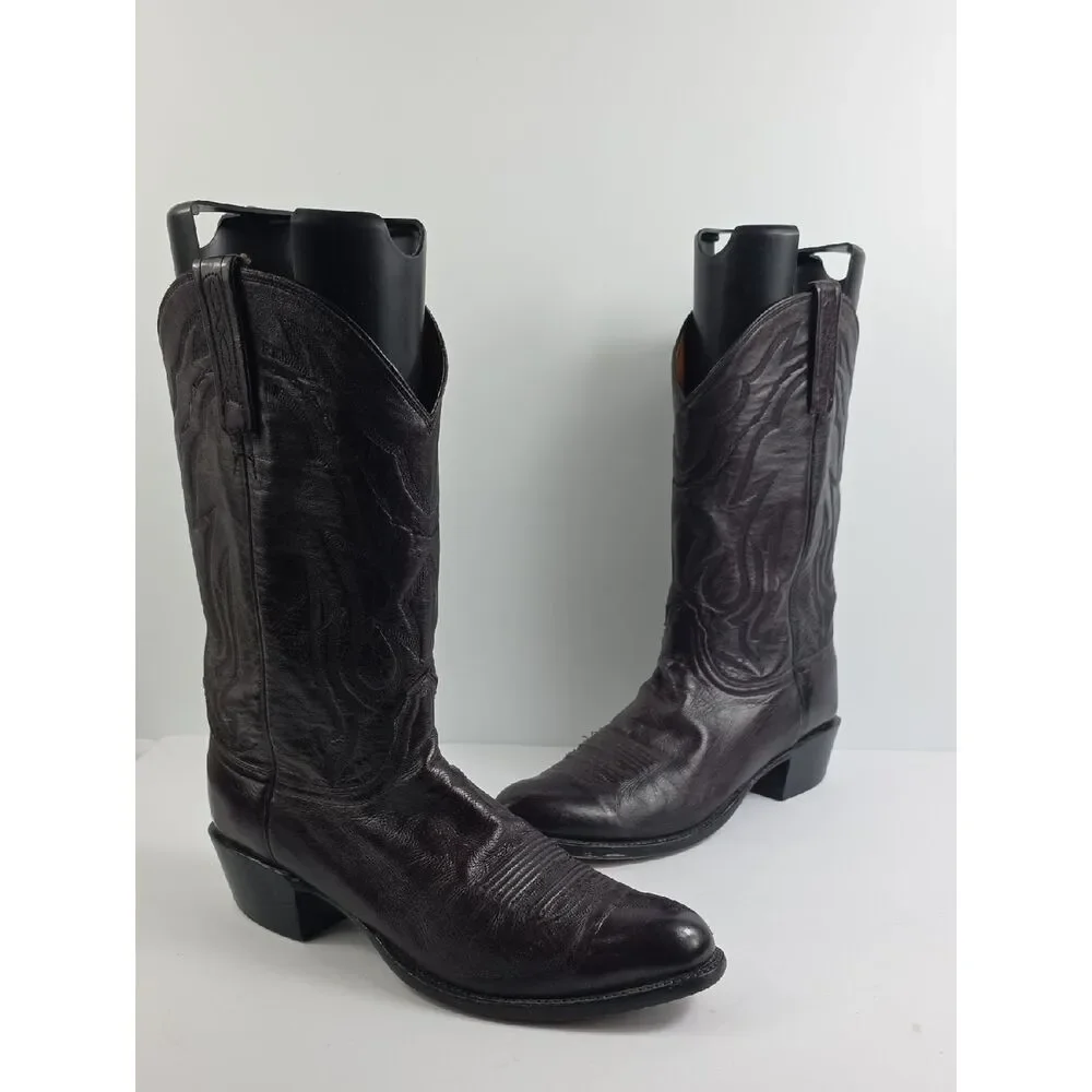 Lucchese 2000‎ Original Burgundy Leather Cowboy Men's Boots Size 11